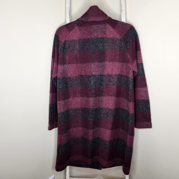 Adrienne Vittadini NWT Medium plaid wool blend pocket long snap coat - Picture 4 of 5